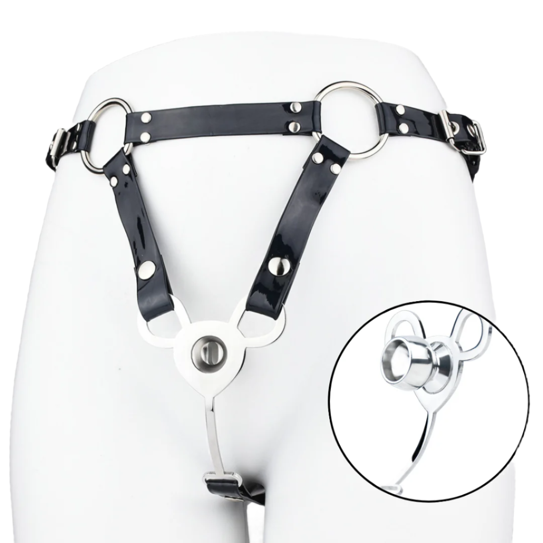 Tiny Inverted Chastity Cage with PU Belt Negative Cock Cage for Sissy Crossdressers