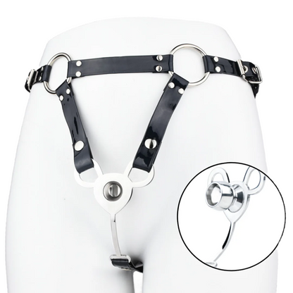Tiny Inverted Chastity Cage with PU Belt Negative Cock Cage for Sissy Crossdressers