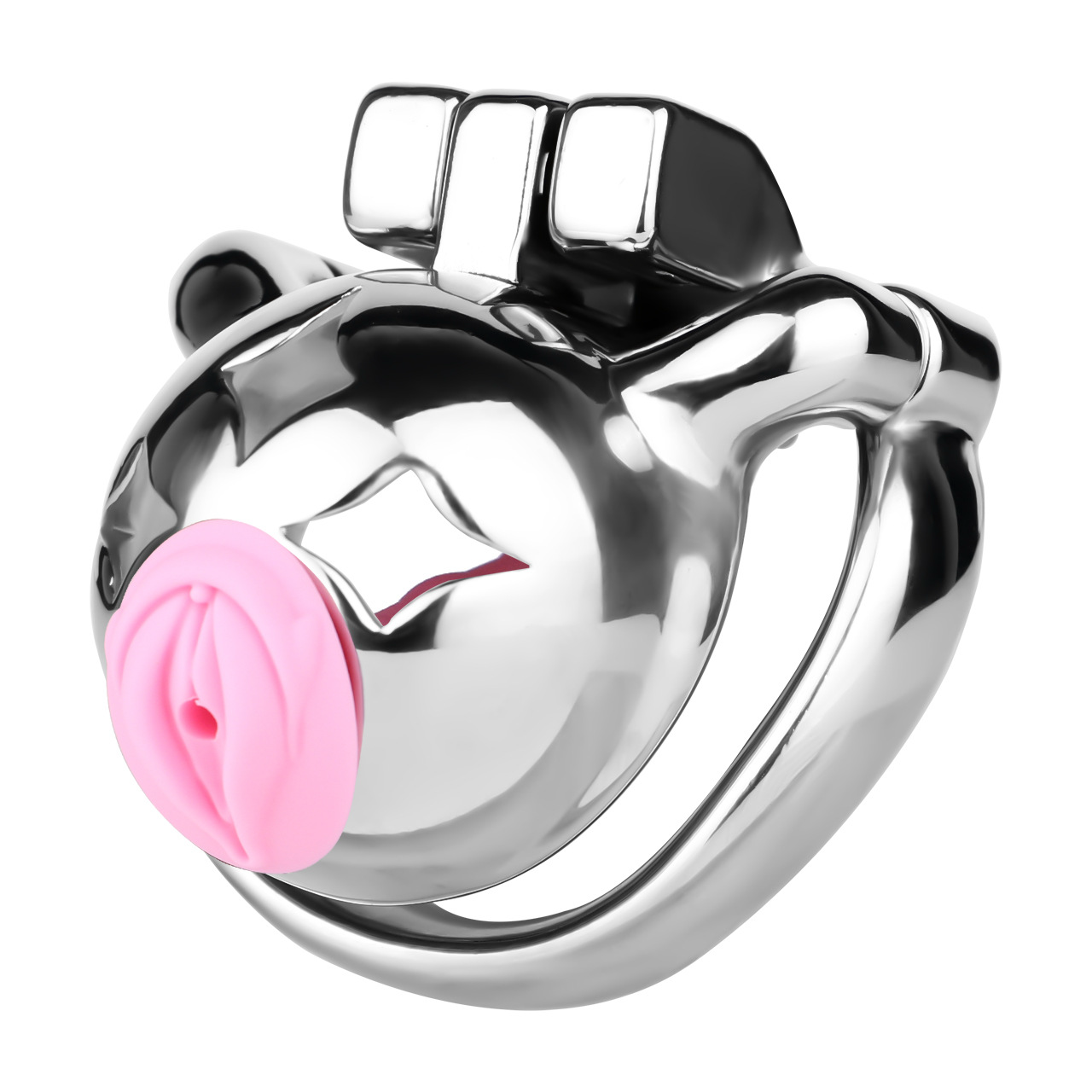 Small Metal Chastity Cage with Black or Pink Soft Pussy Catheter Cock Lock for Men and Sissy