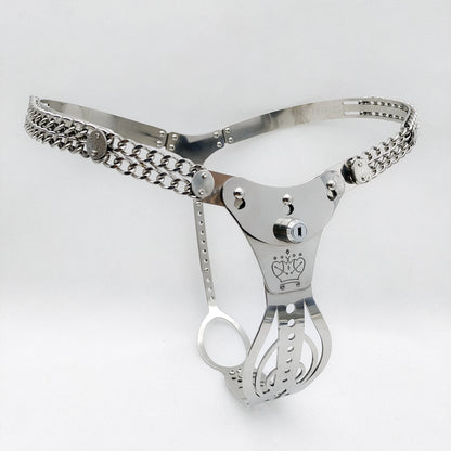 Metal Chastity Belt For Women with Removable Viginal and Anal Plugs - ChastityBondage