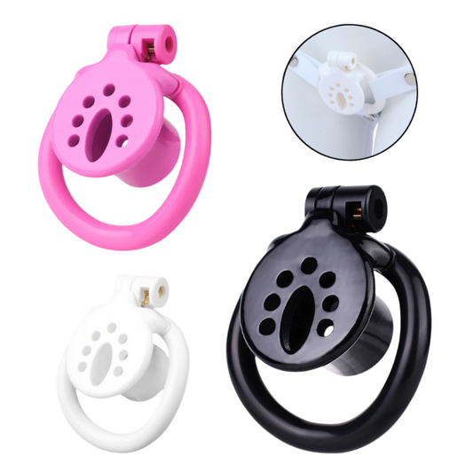 Micro Flat Inverted Chastity Cage with 4 Base Rings and Strap Negative Cock Cage For Men and Sissy