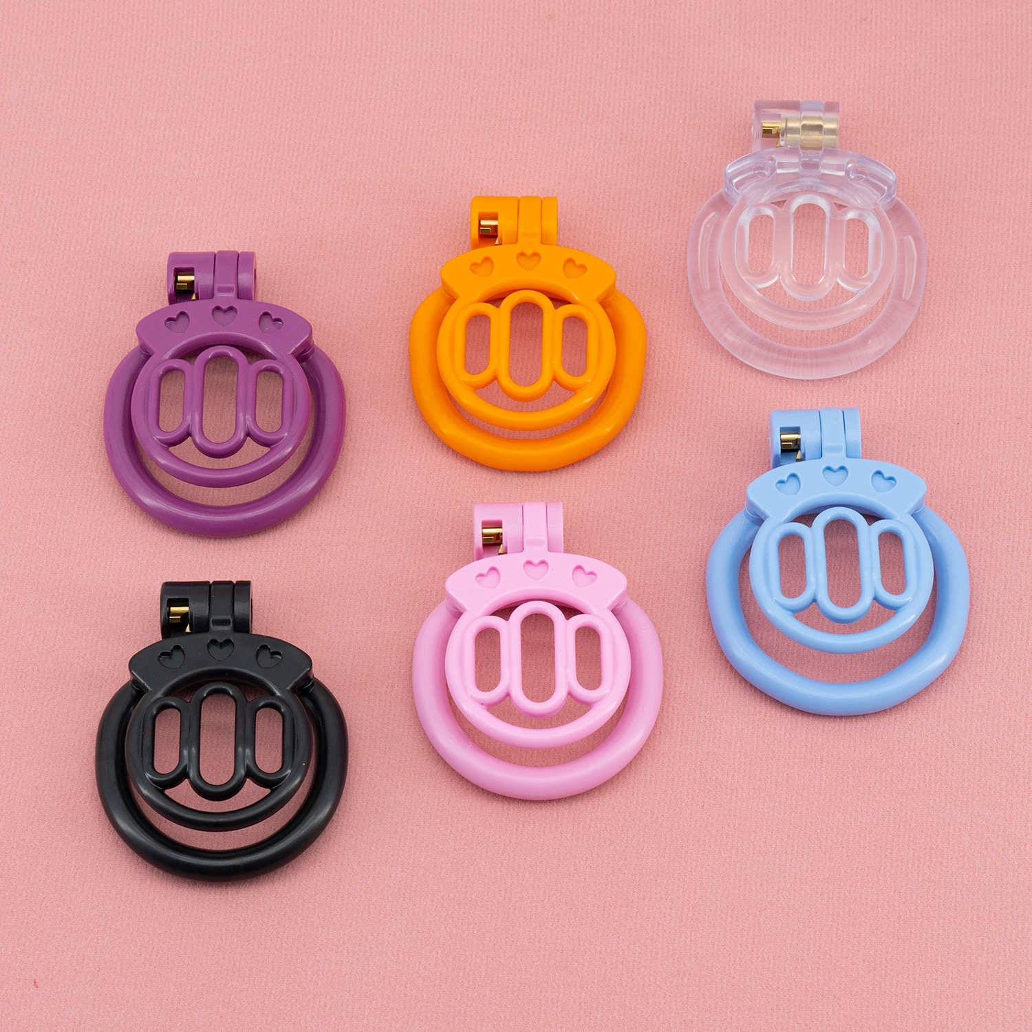 Plastic Mini Chastity Cage with 4 Base Rings Micro Flat Cock Cage for Men and Sissies