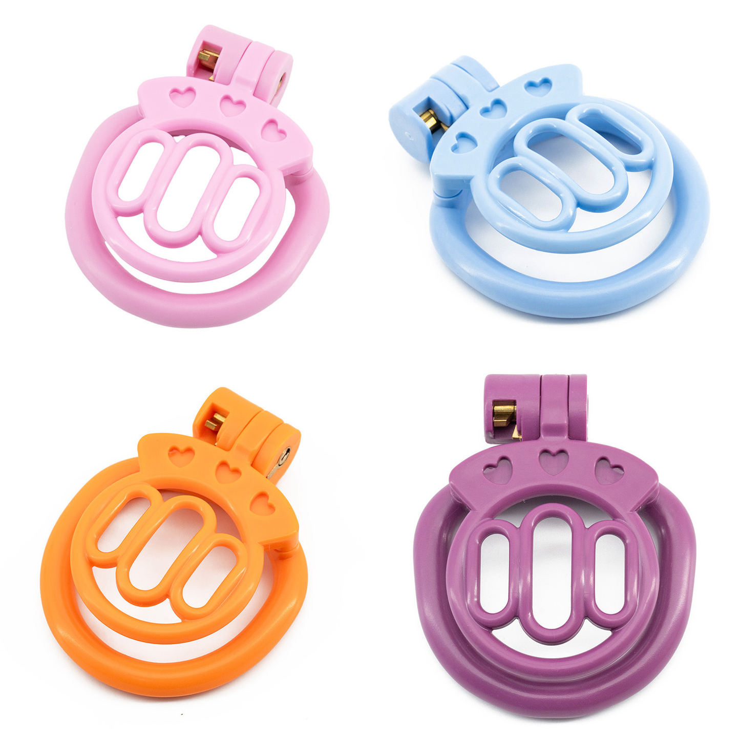 Plastic Mini Chastity Cage with 4 Base Rings Micro Flat Cock Cage for Men and Sissies