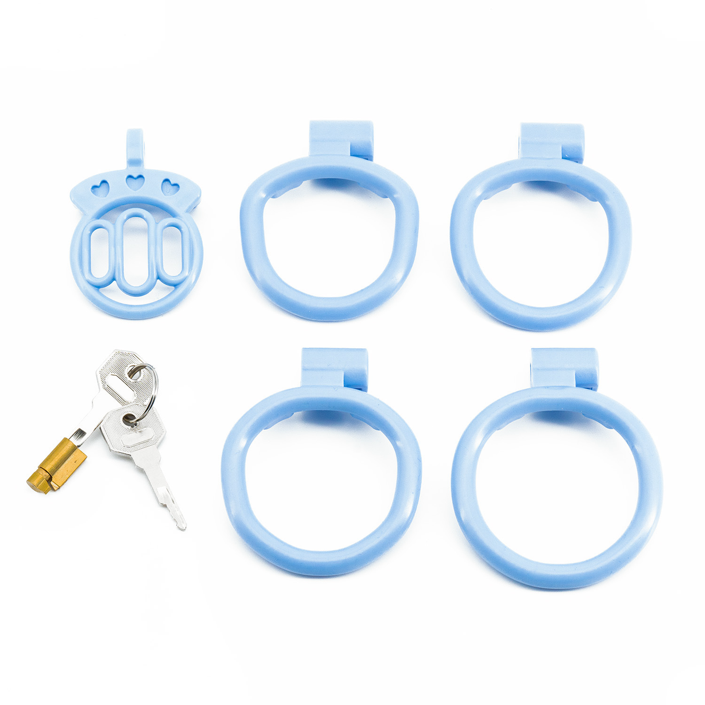 Plastic Mini Chastity Cage with 4 Base Rings Micro Flat Cock Cage for Men and Sissies