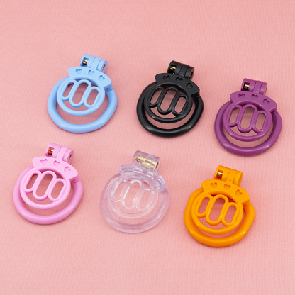 Plastic Mini Chastity Cage with 4 Base Rings Micro Flat Cock Cage for Men and Sissies