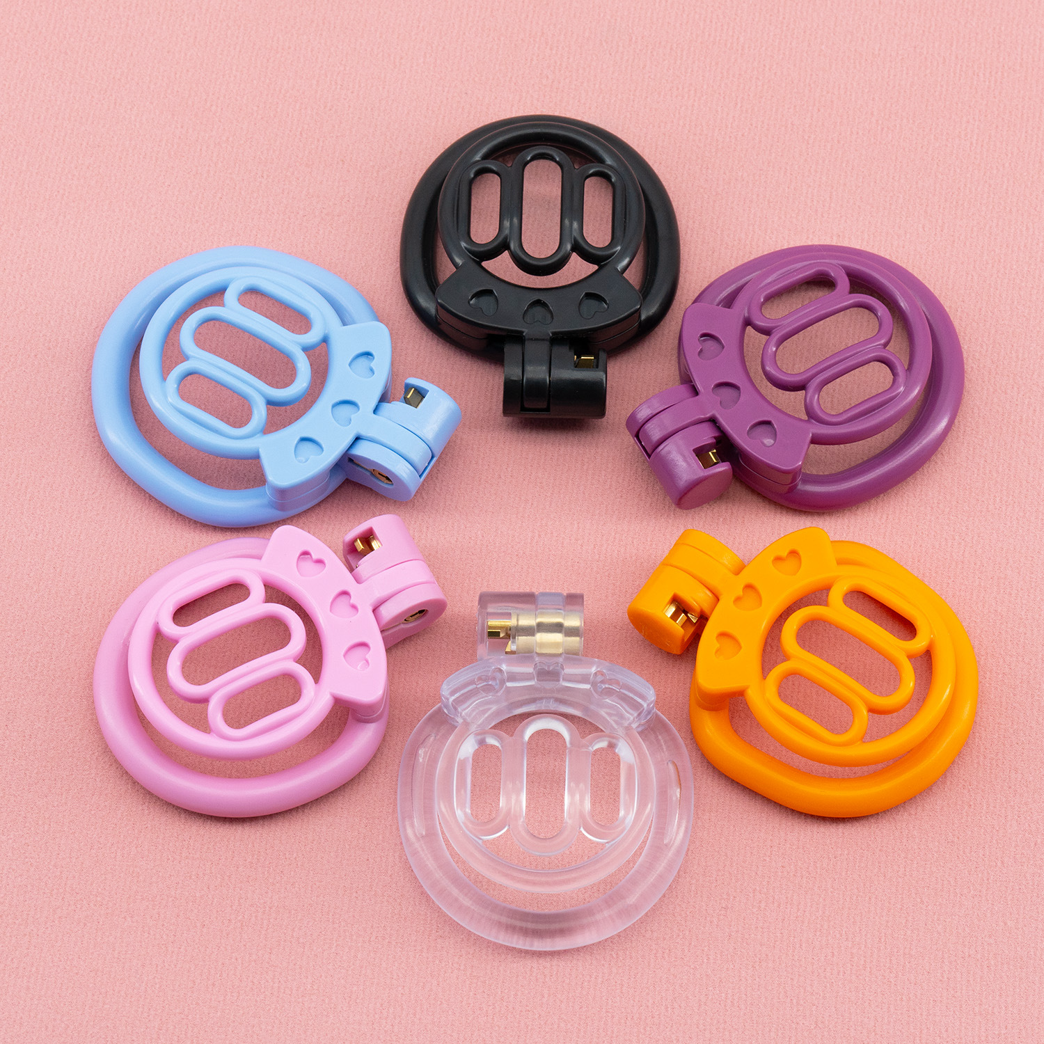 Plastic Mini Chastity Cage with 4 Base Rings Micro Flat Cock Cage for Men and Sissies