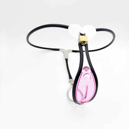 Pink See-Through Female Chastity Belt with Heart Lock Lightweight Chastity Lock for Women