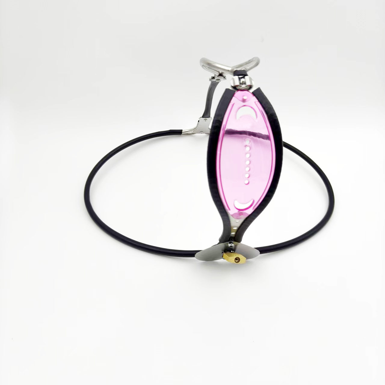 Pink See-Through Female Chastity Belt with Heart Lock Lightweight Chastity Lock for Women