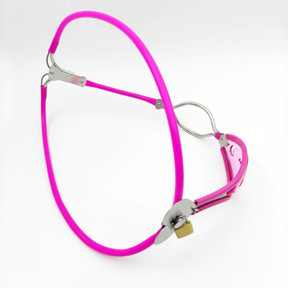 Pink See-Through Female Chastity Belt with Heart Lock Lightweight Chastity Lock for Women