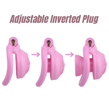 Pink Clitoris Chastity Cage with Detachable Inverted Plug for Sissy Crossdressers