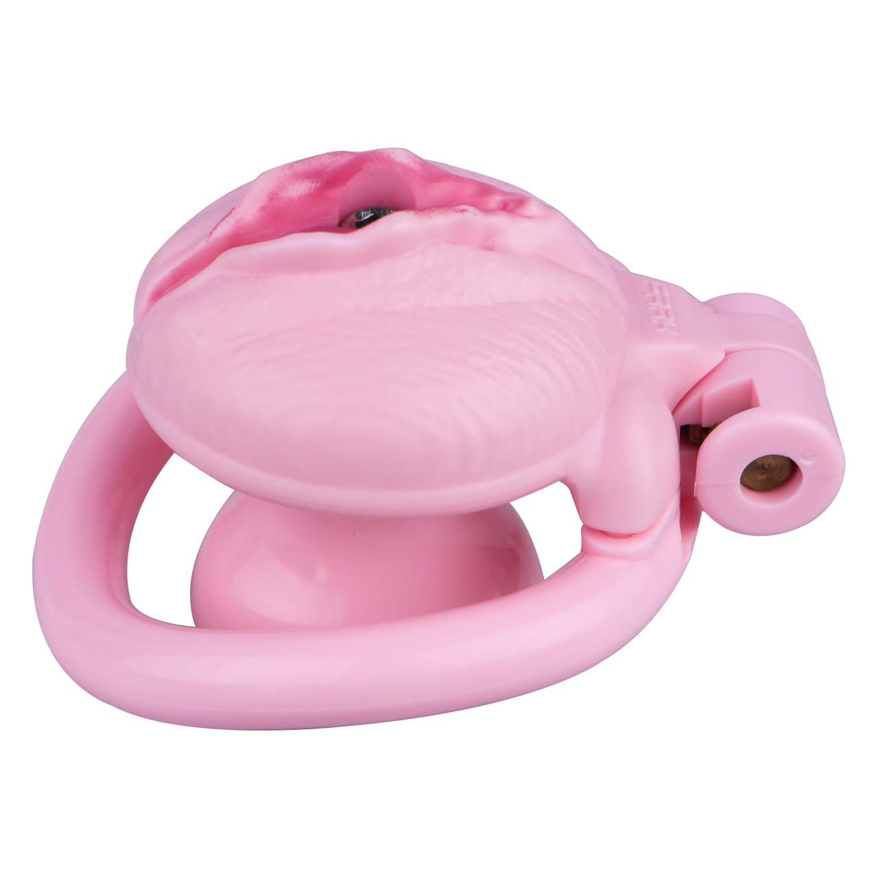Pink Nude Clitoris Pussy Chastity Cage with Detachable Inverted Plug for Sissy Crossdressers