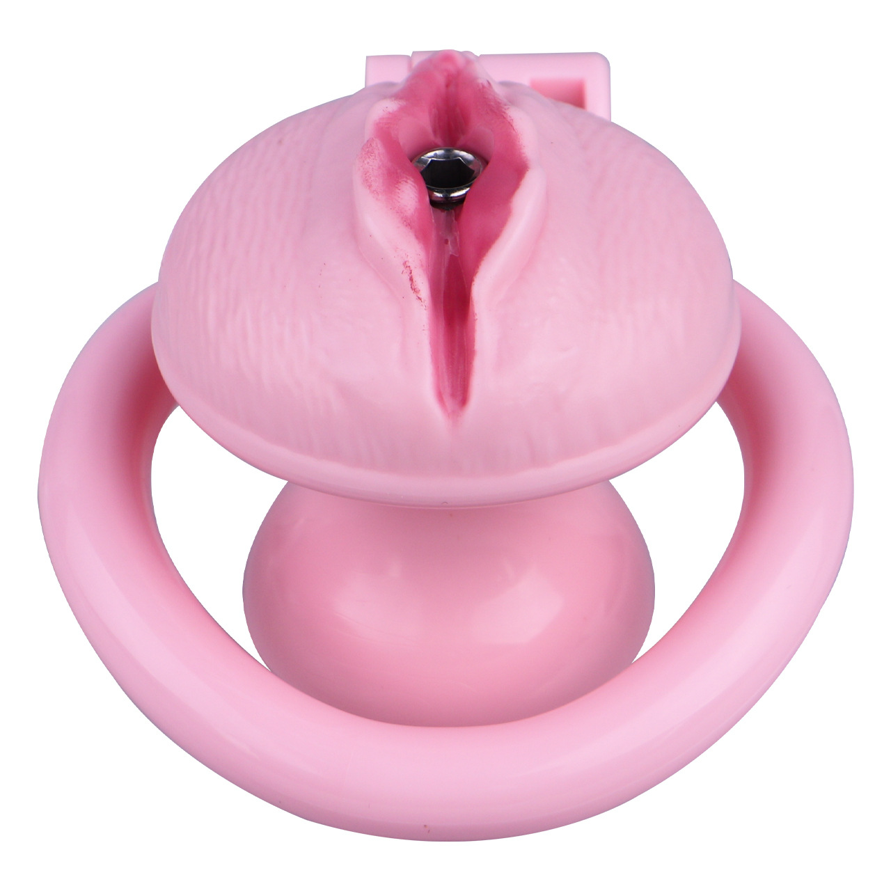 Pink Nude Clitoris Pussy Chastity Cage with Detachable Inverted Plug for Sissy Crossdressers