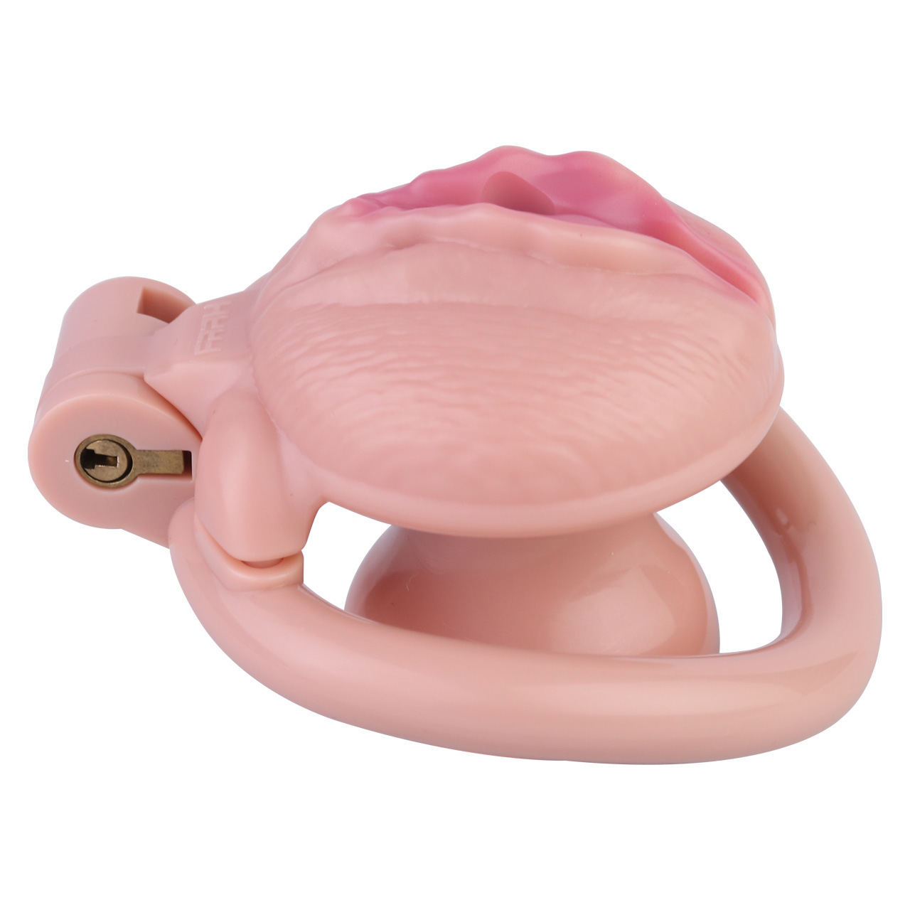 Pink Nude Clitoris Pussy Chastity Cage with Detachable Inverted Plug for Sissy Crossdressers