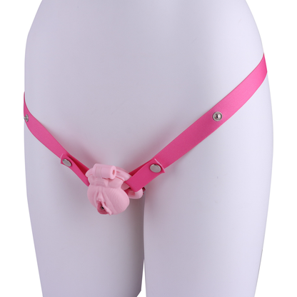Pink Nude Clitoris Pussy Chastity Cage with Detachable Inverted Plug for Sissy Crossdressers