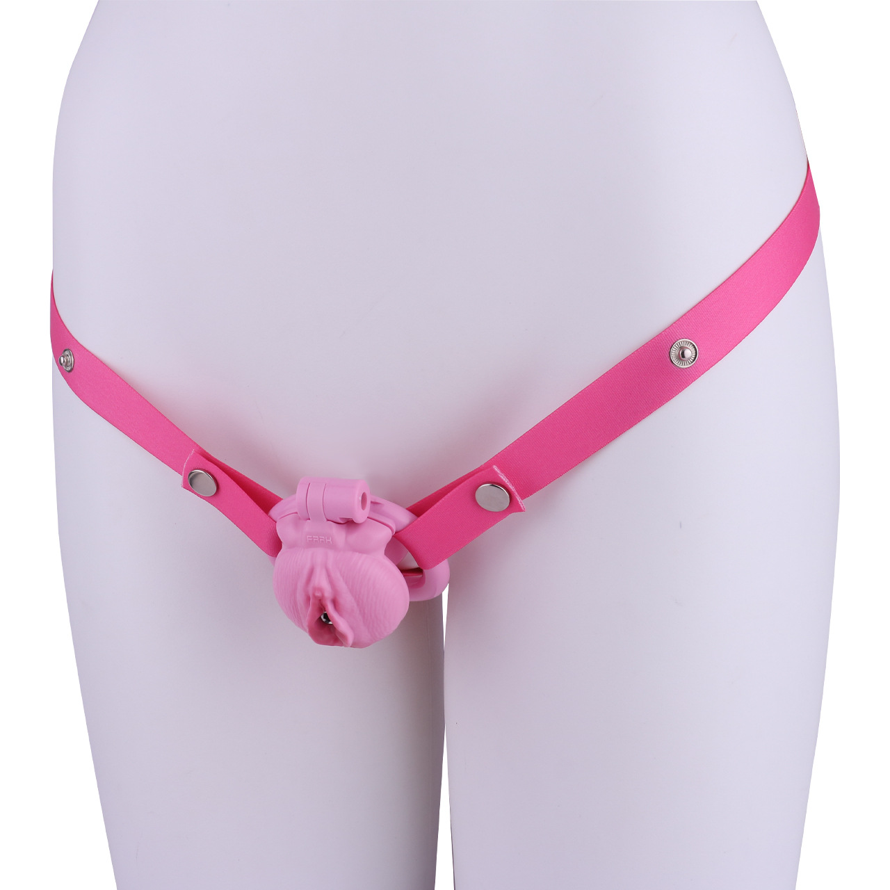 Pink Nude Clitoris Pussy Chastity Cage with Detachable Inverted Plug for Sissy Crossdressers