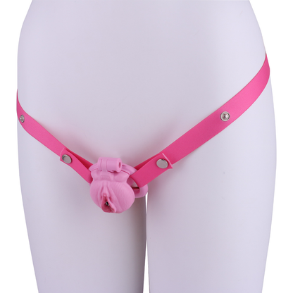 Pink Nude Clitoris Pussy Chastity Cage with Detachable Inverted Plug for Sissy Crossdressers