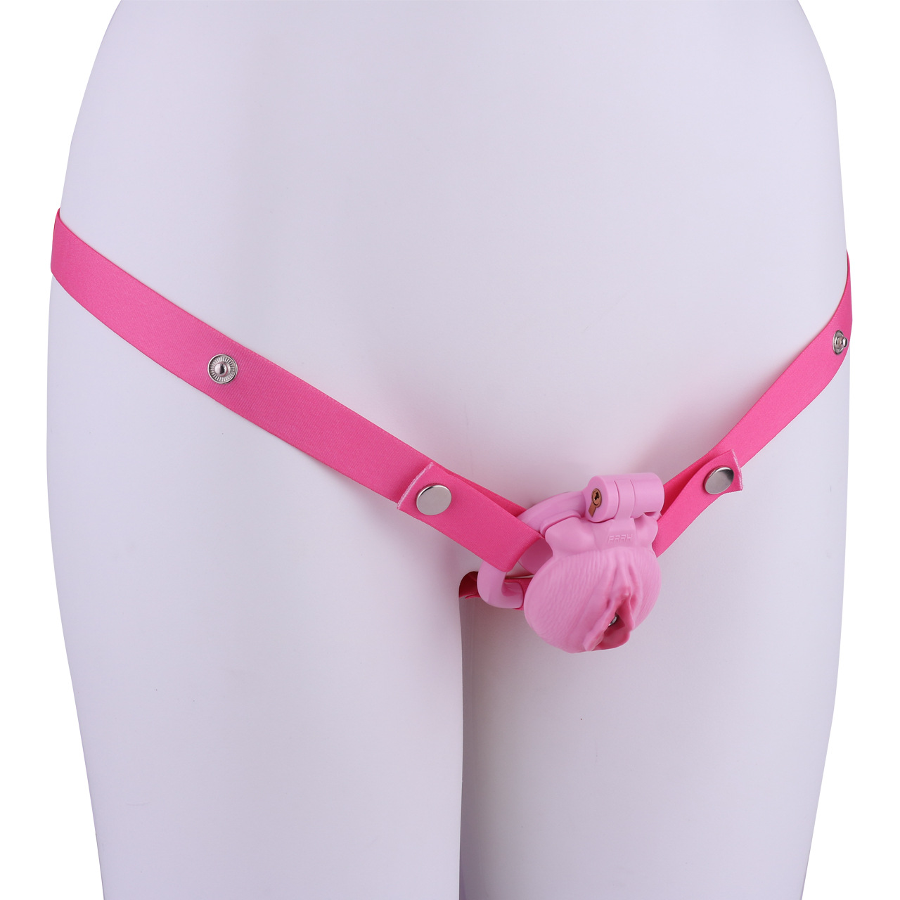 Pink Nude Clitoris Pussy Chastity Cage with Detachable Inverted Plug for Sissy Crossdressers