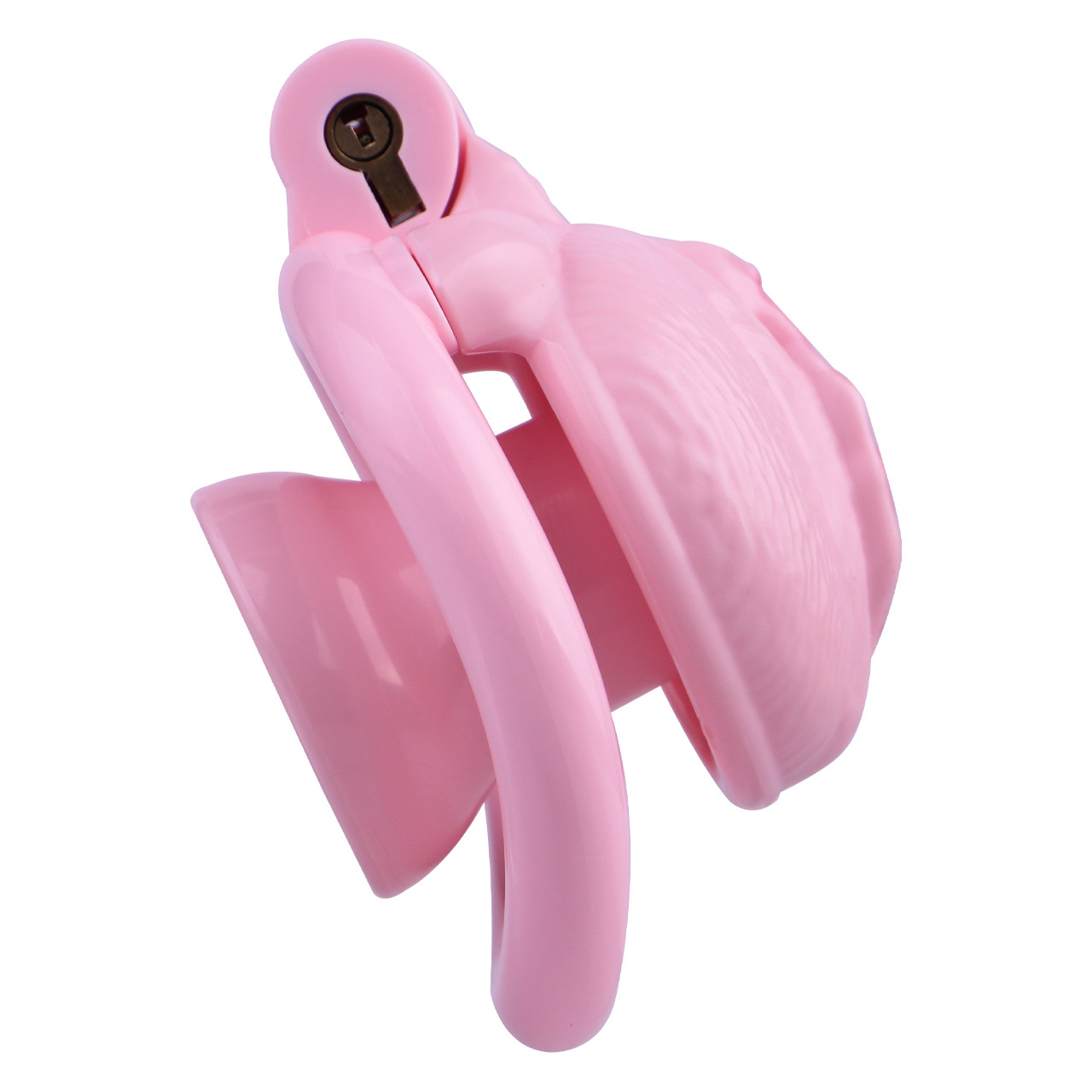 Pink Nude Clitoris Pussy Chastity Cage with Detachable Inverted Plug for Sissy Crossdressers