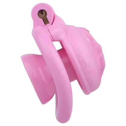 Pink Nude Clitoris Pussy Chastity Cage with Detachable Inverted Plug for Sissy Crossdressers