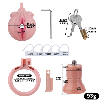 Pink Clitoris Chastity Cage with Detachable Inverted Plug for Sissy Crossdressers