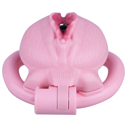 Pink Nude Clitoris Pussy Chastity Cage with Detachable Inverted Plug for Sissy Crossdressers