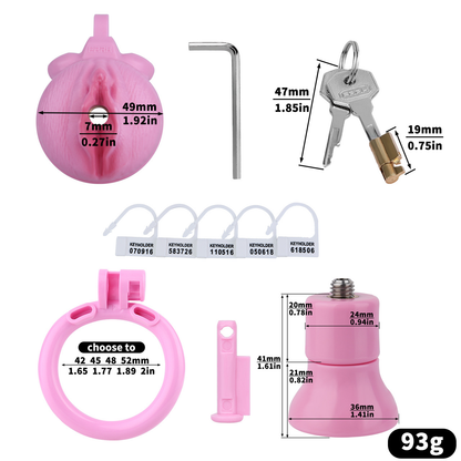 Pink Clitoris Chastity Cage with Detachable Inverted Plug for Sissy Crossdressers