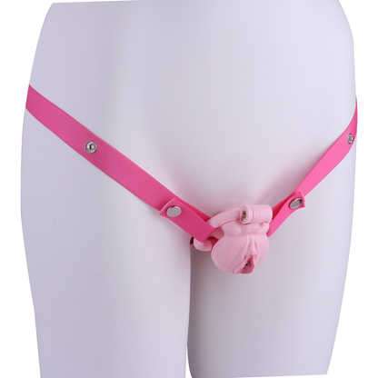 Pink Nude Clitoris Pussy Chastity Cage with Detachable Inverted Plug for Sissy Crossdressers
