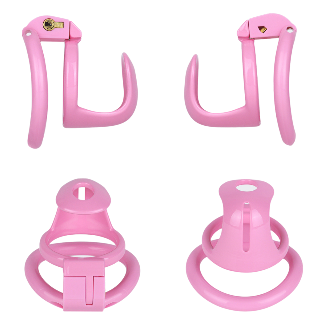 Lightweight Hard Resin Chastity Cage Black & Pink Cock Lock with Soft Pussy Catheter Clitoris Urethral Tube