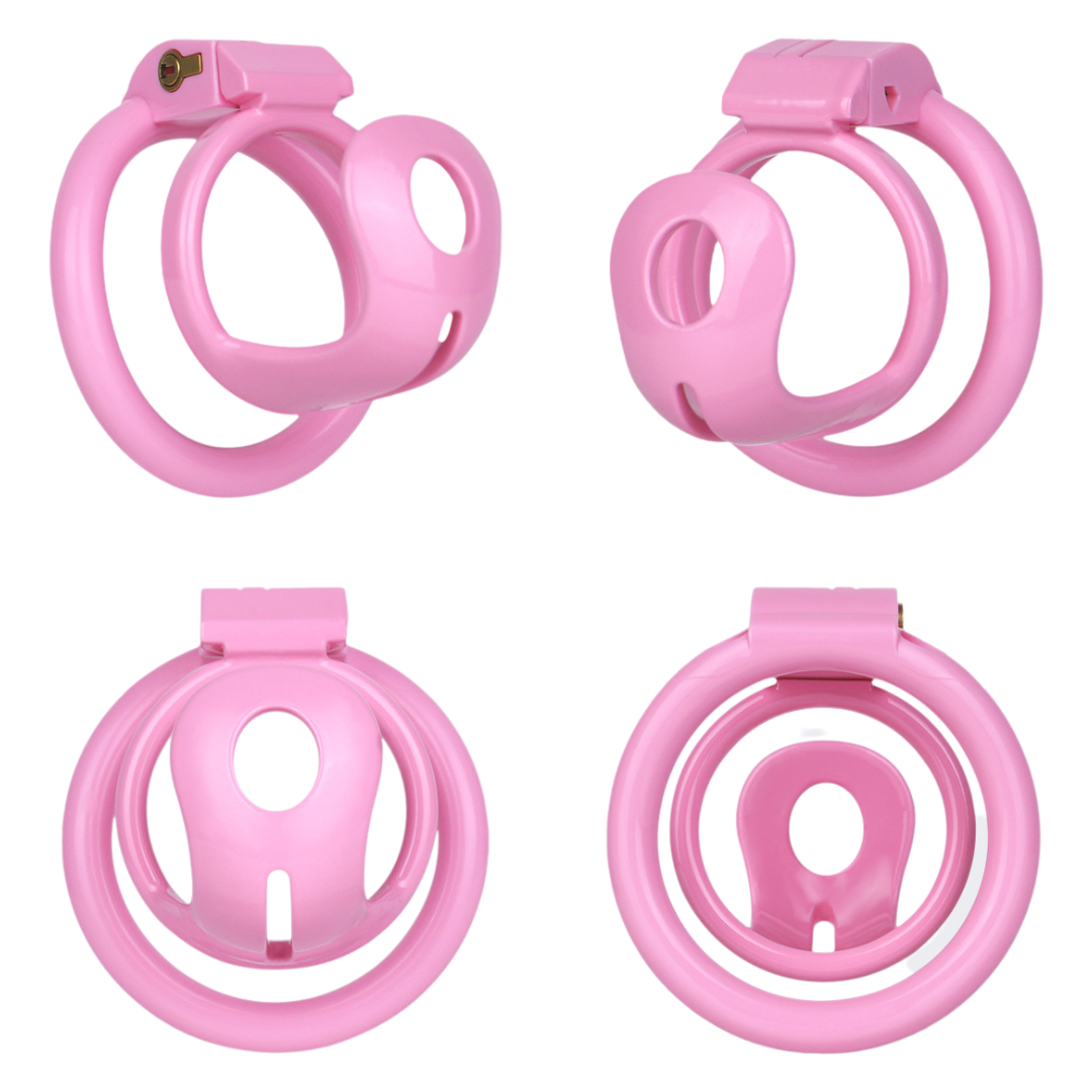 Lightweight Hard Resin Chastity Cage Black & Pink Cock Lock with Soft Pussy Catheter Clitoris Urethral Tube