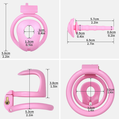 Lightweight Hard Resin Chastity Cage Black & Pink Cock Lock with Soft Pussy Catheter Clitoris Urethral Tube