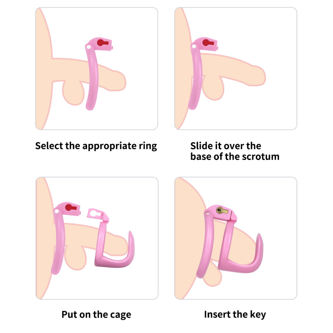 Lightweight Hard Resin Chastity Cage Black & Pink Cock Lock with Soft Pussy Catheter Clitoris Urethral Tube