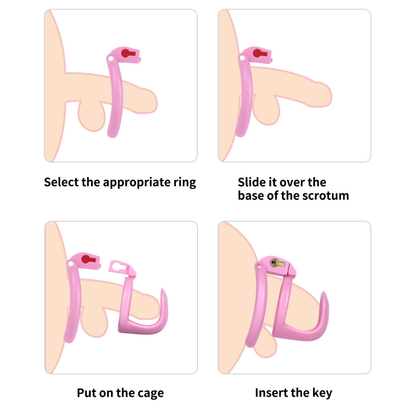 Lightweight Hard Resin Chastity Cage Black & Pink Cock Lock with Soft Pussy Catheter Clitoris Urethral Tube
