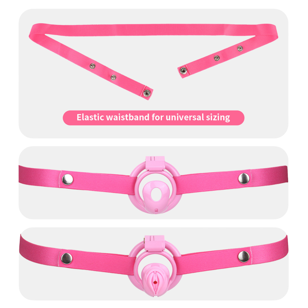 Lightweight Hard Resin Chastity Cage Black & Pink Cock Lock with Soft Pussy Catheter Clitoris Urethral Tube