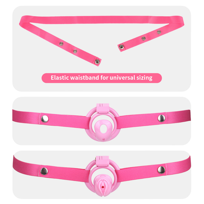 Lightweight Hard Resin Chastity Cage Black & Pink Cock Lock with Soft Pussy Catheter Clitoris Urethral Tube