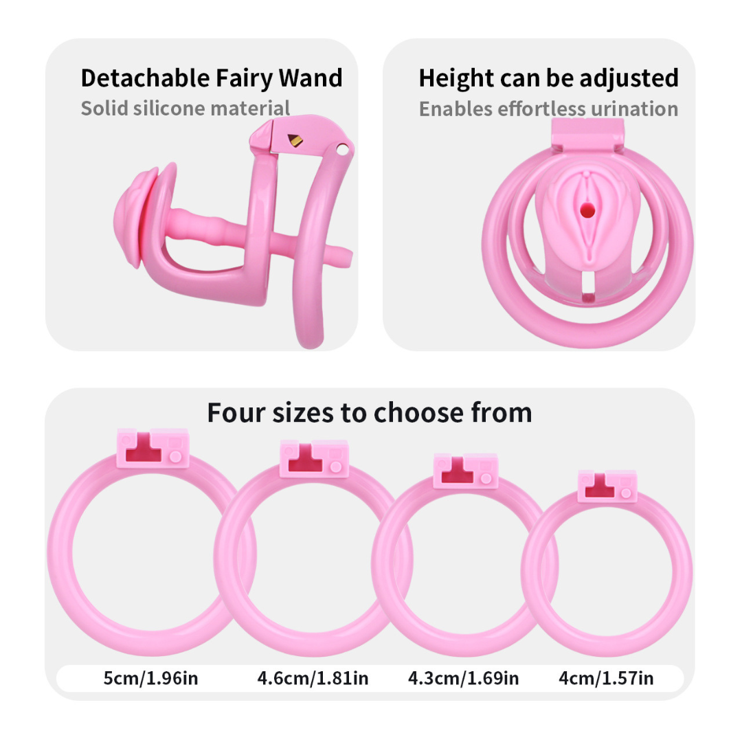 Lightweight Hard Resin Chastity Cage Black & Pink Cock Lock with Soft Pussy Catheter Clitoris Urethral Tube