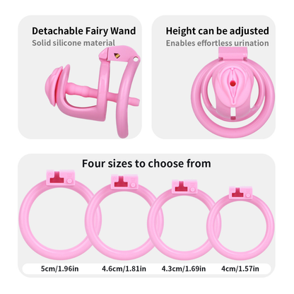Lightweight Hard Resin Chastity Cage Black & Pink Cock Lock with Soft Pussy Catheter Clitoris Urethral Tube