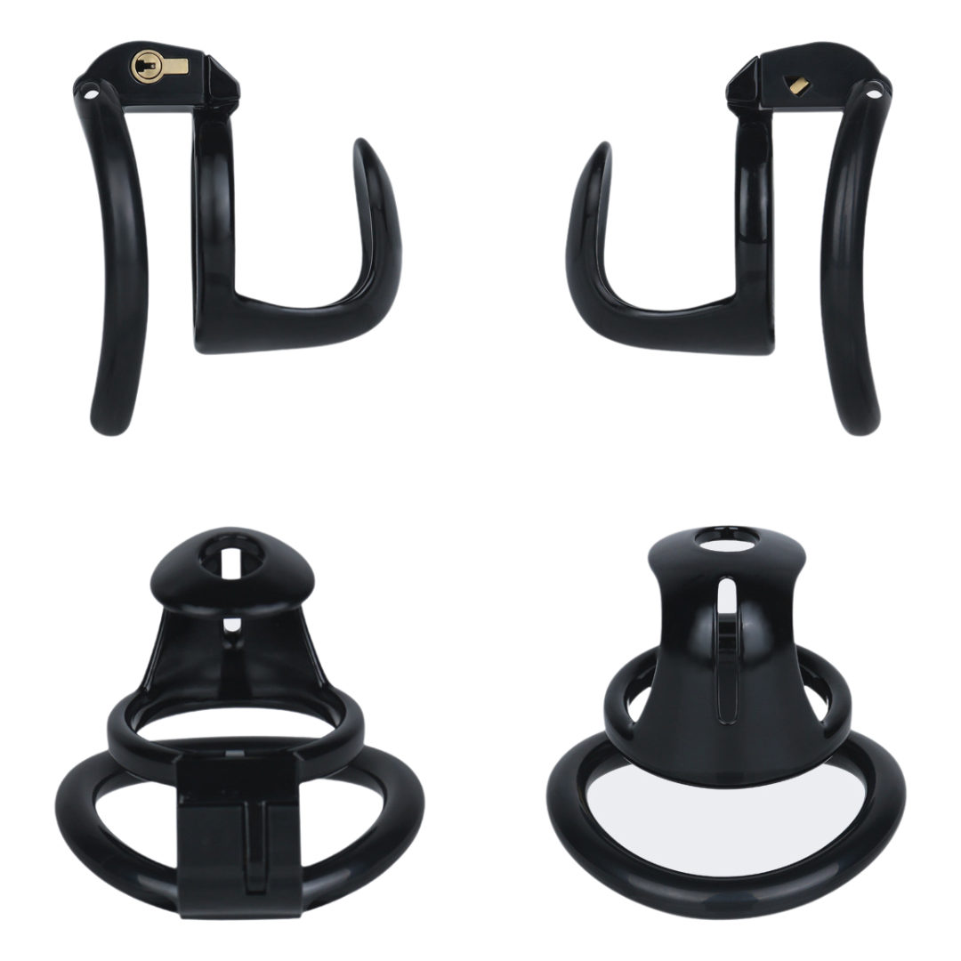 Lightweight Hard Resin Chastity Cage Black & Pink Cock Lock with Soft Pussy Catheter Clitoris Urethral Tube