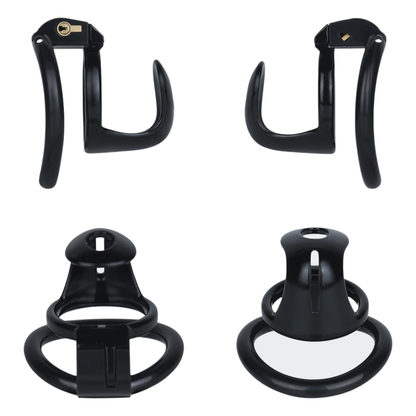 Lightweight Hard Resin Chastity Cage Black & Pink Cock Lock with Soft Pussy Catheter Clitoris Urethral Tube