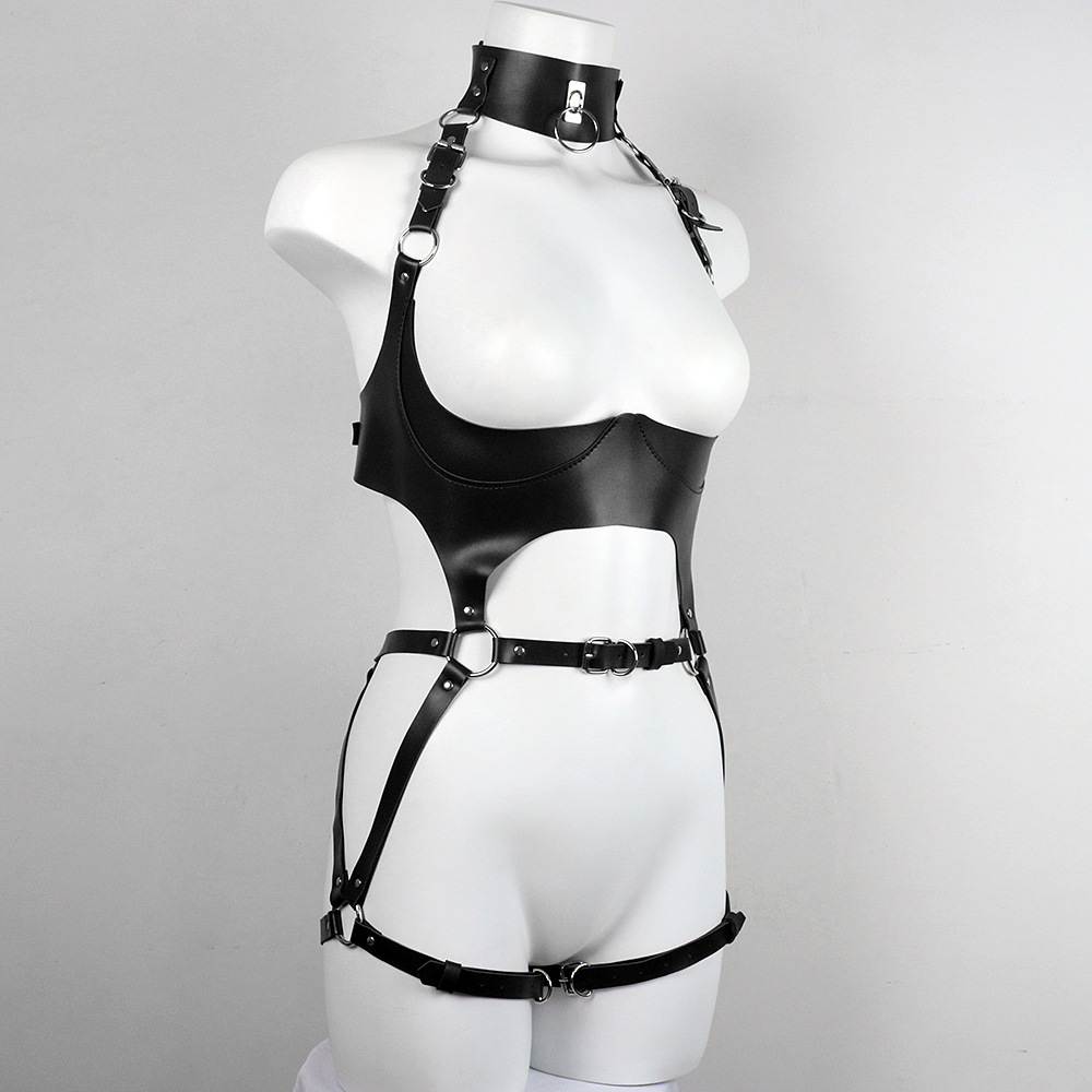 Sexy Bondage Lingerie for Women PU Leather BDSM Intimates