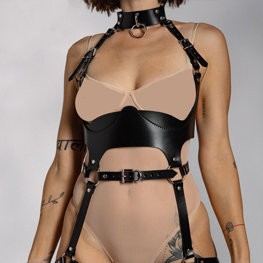 Sexy Bondage Lingerie for Women PU Leather BDSM Intimates