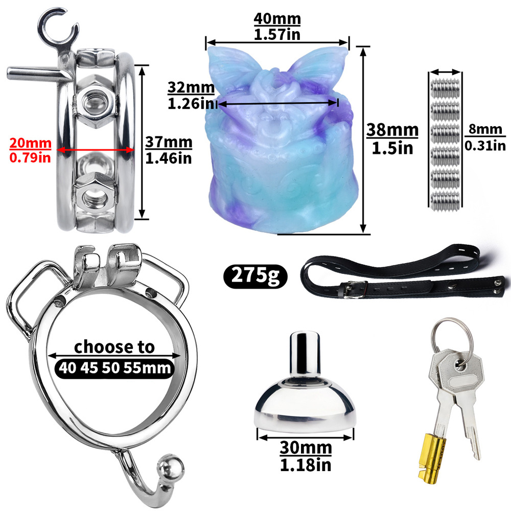 Sissy Inverted Chastity Cage with Silicone Butterfly Micro Negative Cock Cage with Strap