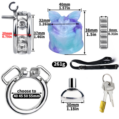 Sissy Inverted Chastity Cage with Silicone Butterfly Micro Negative Cock Cage with Strap