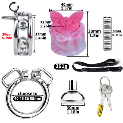 Sissy Inverted Chastity Cage with Silicone Butterfly Micro Negative Cock Cage with Strap