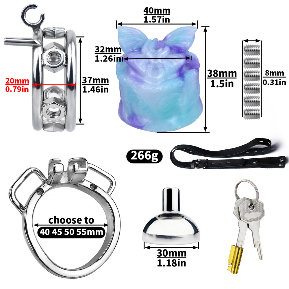 Sissy Inverted Chastity Cage with Silicone Butterfly Micro Negative Cock Cage with Strap