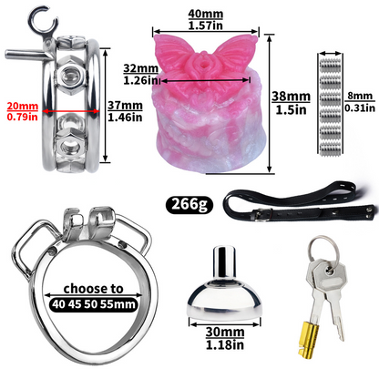 Sissy Inverted Chastity Cage with Silicone Butterfly Micro Negative Cock Cage with Strap