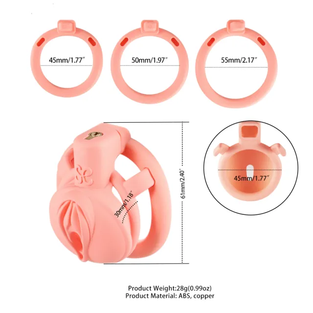 Light Pink Sissy Clit Chastity Cage Small 3D Printed Pussy Cock Cage for Sissy and Crossdressers