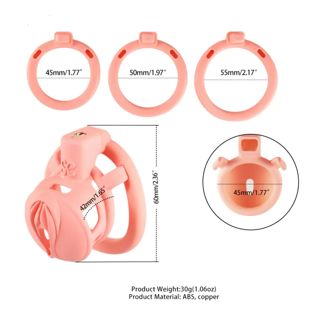 Light Pink Sissy Clit Chastity Cage Small 3D Printed Pussy Cock Cage for Sissy and Crossdressers