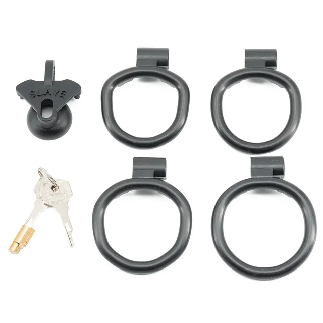 Plastic Small Inverted Chastity Cage with 4  Base Rings Sex Slave Negative Cock Cage