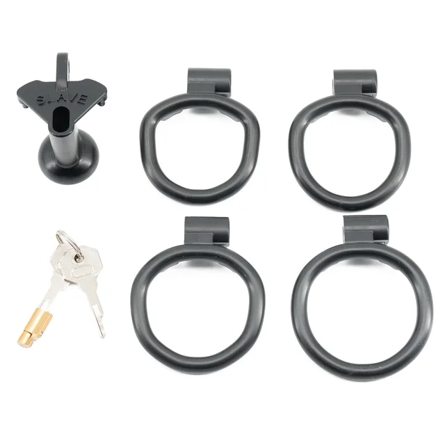 Plastic Small Inverted Chastity Cage with 4  Base Rings Sex Slave Negative Cock Cage