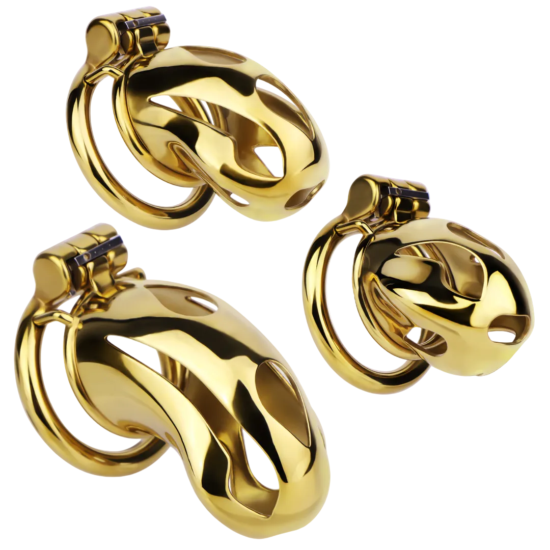 Gold Metal Cobra Chastity Cage - S/M/L - ChastityBondage